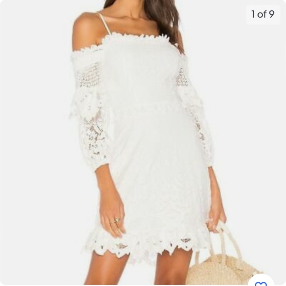 NWT 👰 Parker Irma Lace Overlay Off the Shoulder Mini Dress White
